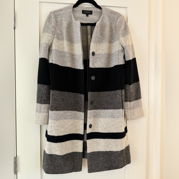 Talbots Wool Colorblock Striped Coat - Picture 2 of 5